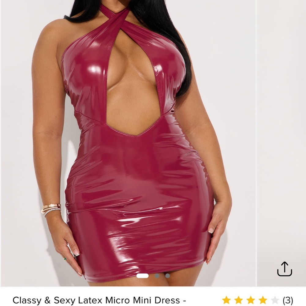 Fashion Nova Burgundy Latex Mini Dress